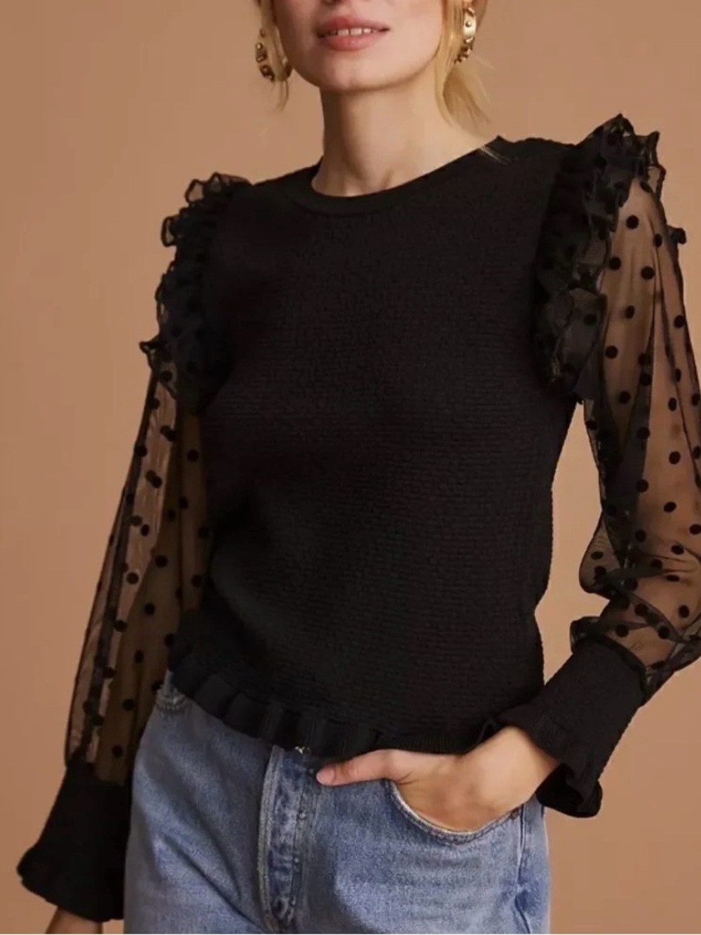 Anthropologie Polka Dot Sweater